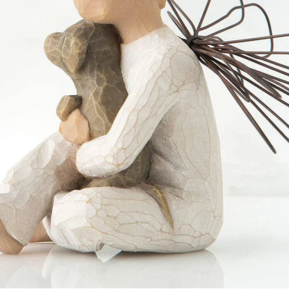 Avelena | Statuette aus Kunstharz, Menschen, Familienfiguren, Skulptur, Figuren für Heimdekoration, Tischdekoration, Wohnzimmer, Engel, Umarmung, Hund, Vater, Kind