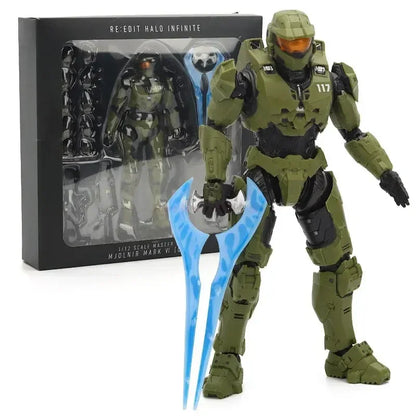 Avelena | 18cm Halo Infinite Master Chief Mjolnir Mk Vi 1/12 Maßstab 17.5cm 6" Actionfigur Re:edit Gen.3 117 Ko's 1000 Modellpuppen Spielzeuge