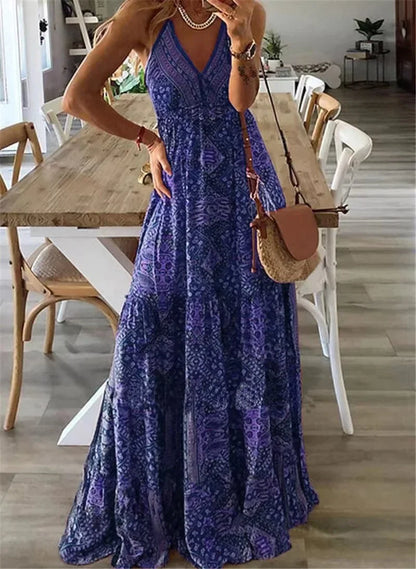 Avelena - Boho Print Schlupf-Maxikleid