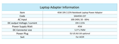 Avelena | 45W Laptop-Ladegerät für Acer Aspire - Zuverlässige Stromversorgung