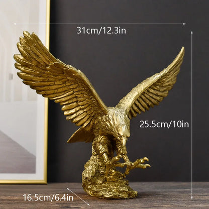 Avelena | Resin Goldener Adler Statue Kunst Tier Modell Sammlung Ornament Zuhause Büro Schreibtisch Feng Shui Dekor Figuren einfach
