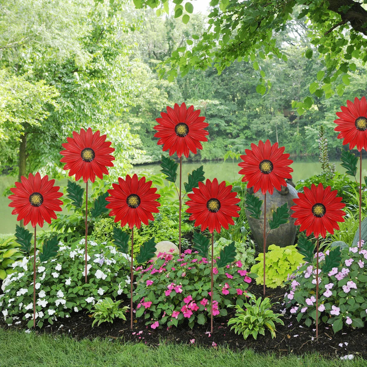 Avelena | Dekorative Sonnenblume aus Metall für Garten – Farbige Blumenstecker für Außenbereich und Landschaft