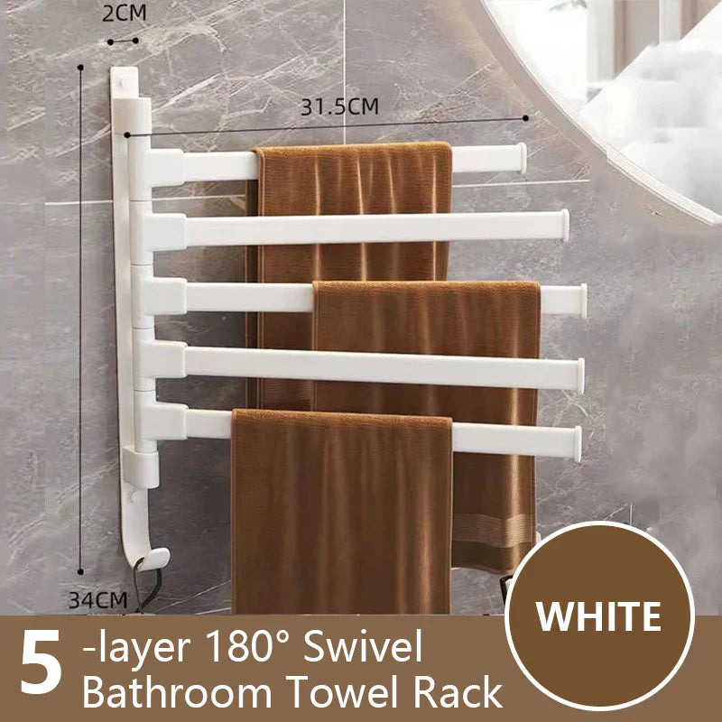 Avelena | Badezimmer Handtuchhalter drehbarer Handtuchhalter Raum Aluminium 1/2/3/4/5-Stangen Handtuchhalter Küchenregal Küchenhängeregal wandmontiert