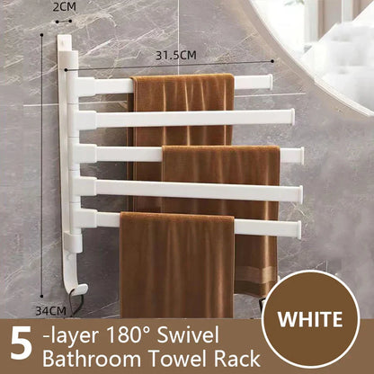 Avelena | Badezimmer Handtuchhalter drehbarer Handtuchhalter Raum Aluminium 1/2/3/4/5-Stangen Handtuchhalter Küchenregal Küchenhängeregal wandmontiert