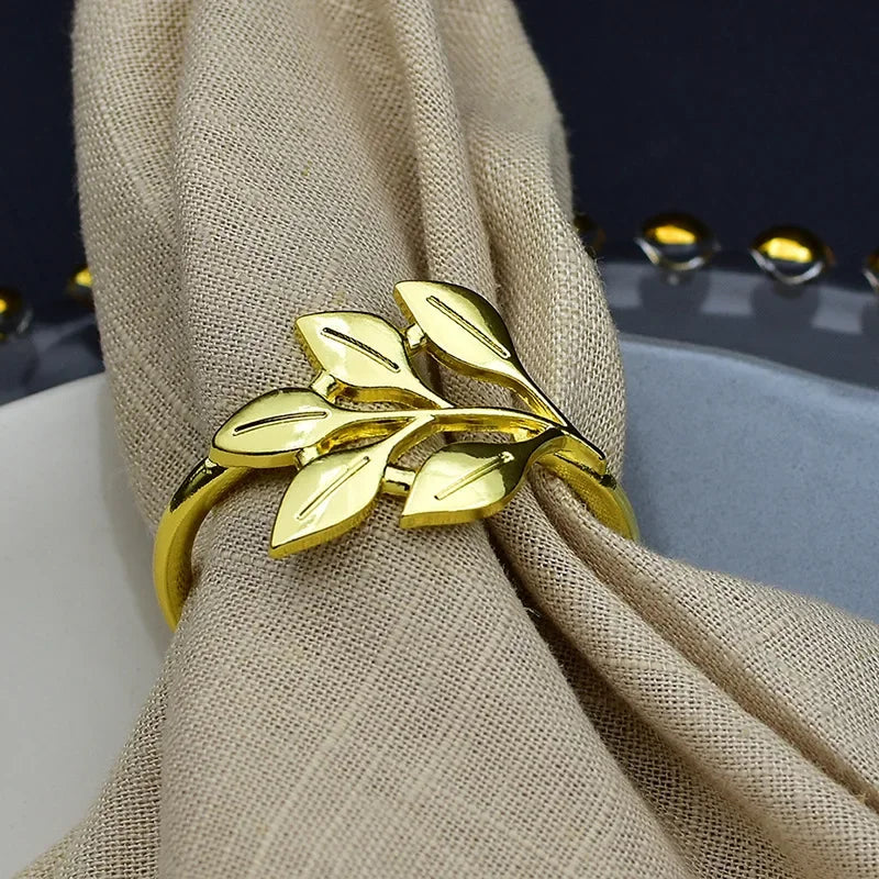 Avelena | 6 Stück Herbstblatt Gold & Silber Serviettenhalter