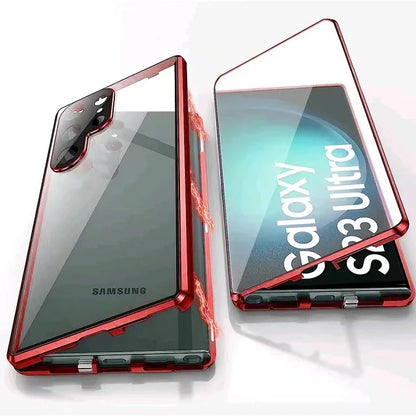 Avelena | Metall Aluminiumlegierung 360 Hülle mit Sicherheitsverschluss für Samsung Galaxy S24-S23 Serie