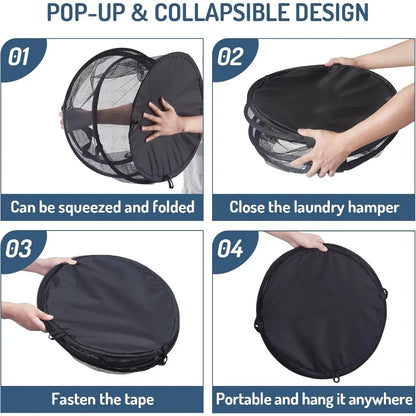 Avelena | AirFold Hamper | Faltbarer Wäschekorb | Atmungsaktiv & Tragbar | Für Bad & Schlafzimmer