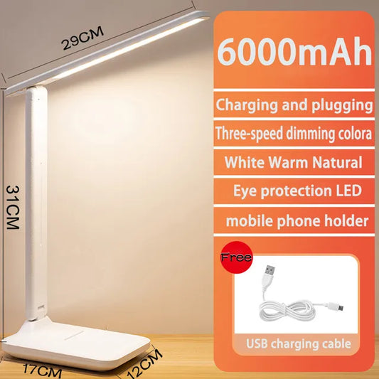 Avelena |  LED Tischlampe | Wiederaufladbar 6000mAh | Stufenlos dimmbar | Faltbare Schreibtischlampe mit Touch