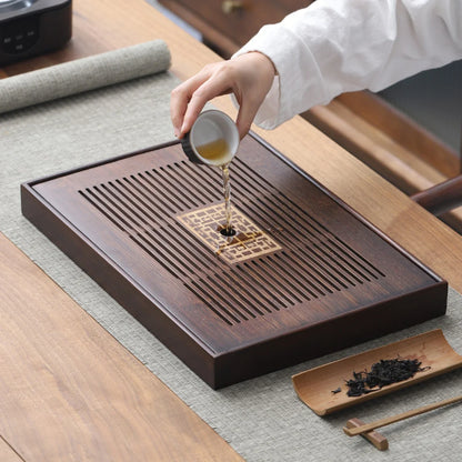 Avelena | Chinese Tea Tray with Water Storage Box Durable Simple Drainage Type Plate Tea Serving Tray for Teahouse Home Household Office