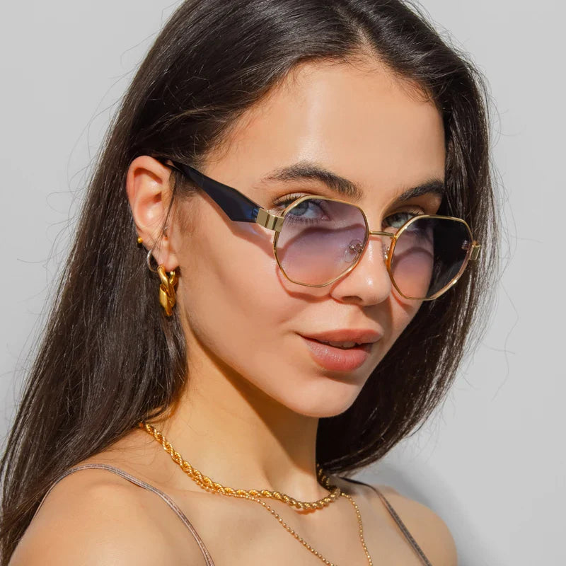Avelena | Polygon Metall Fahrt Sonnenbrille Uv400 Punk Sonnenbrille