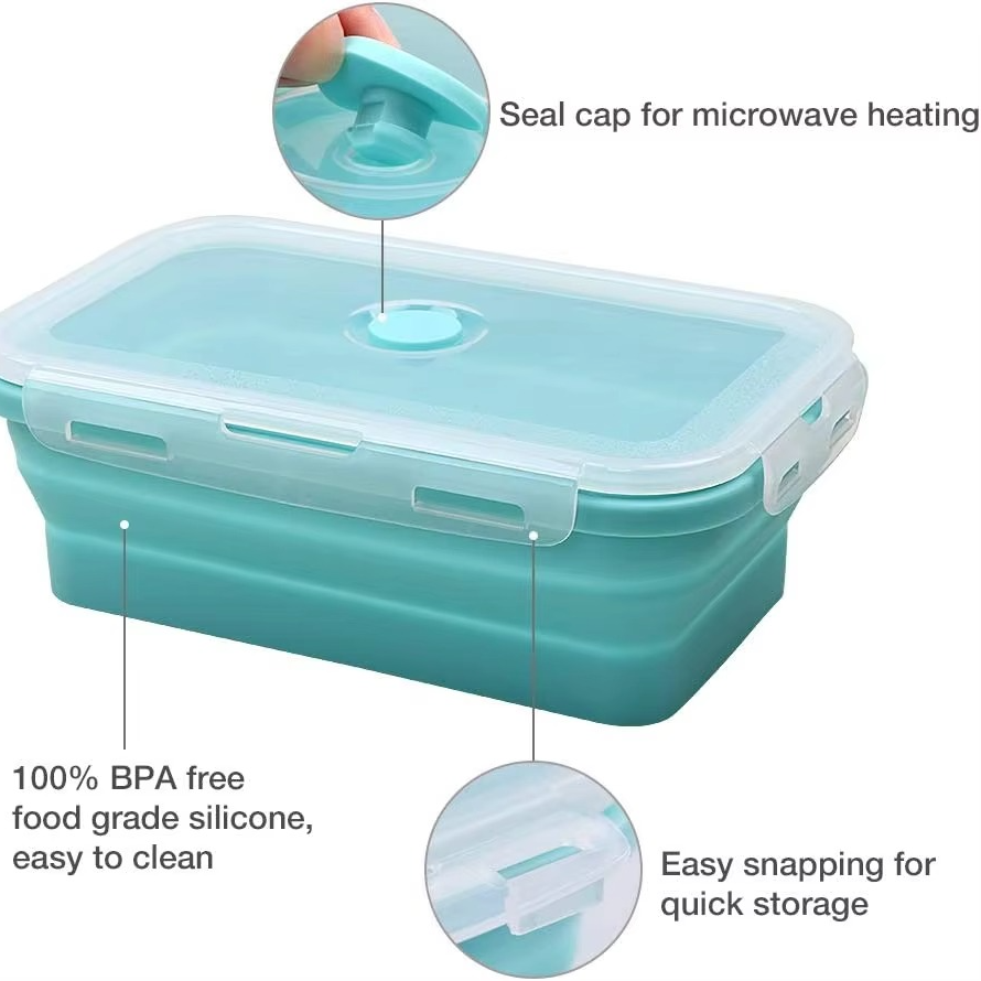 Avelena | Zusammenklappbare Silikon Lebensmittelaufbewahrungsbehälter mit Deckeln 3er Set 40oz
