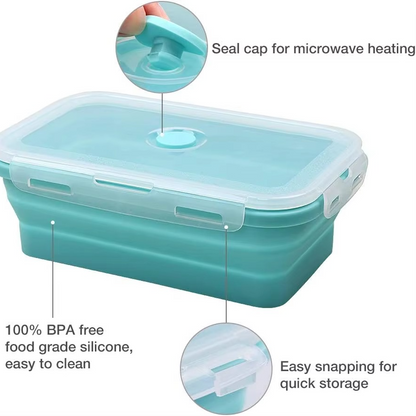 Avelena | Zusammenklappbare Silikon Lebensmittelaufbewahrungsbehälter mit Deckeln 3er Set 40oz