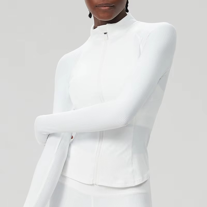 Avelena | Damen Slim Fit Laufjacke mit durchgehendem Reißverschluss Langarm Leicht Sportoberteil