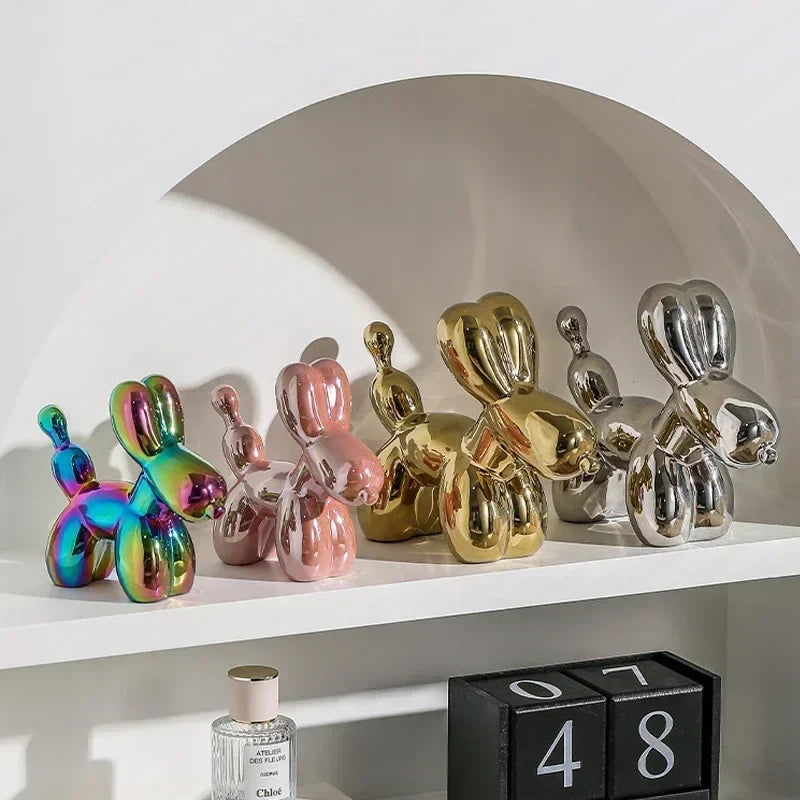 Avelena | Nordic Keramik Ballon Hund Skulptur Gold Tier Dekorationen Statue Wohnzimmer Ornamente Kreative Desktop Ornament Wohnkultur