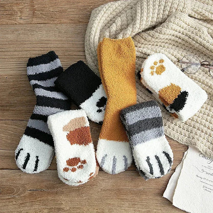 Avelena | Damen Baumwollsocken mit Katzenpfotenmuster –Super weich, ideal für den Winter, Größe EU 35-42