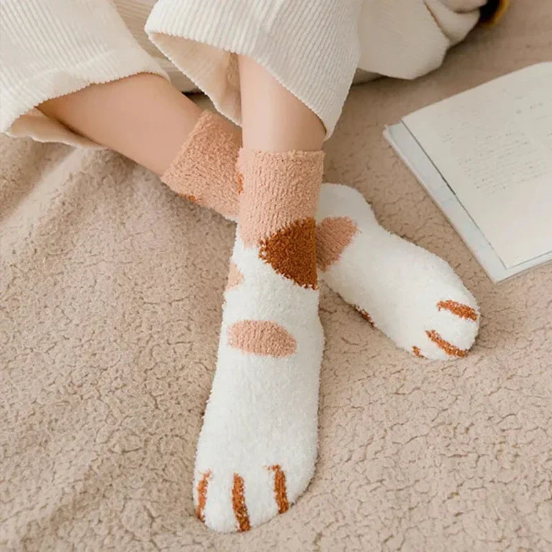 Avelena | Damen Baumwollsocken mit Katzenpfotenmuster –Super weich, ideal für den Winter, Größe EU 35-42
