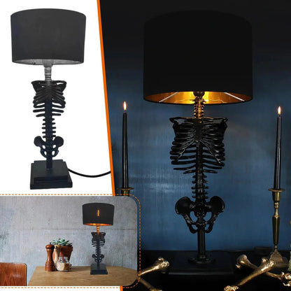 Avelena | Handgefertigte Gothic Skelett Tischlampe