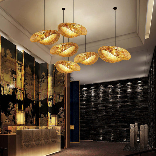 Avelena | Rattan Gewebtes Bambus -Pendellicht - Led - Licht