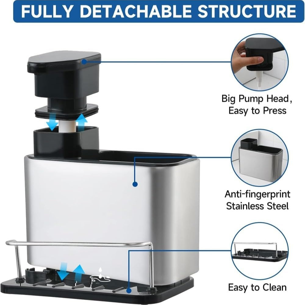 Avelena | Edelstahl Spülmittelspender & Utensilienregal