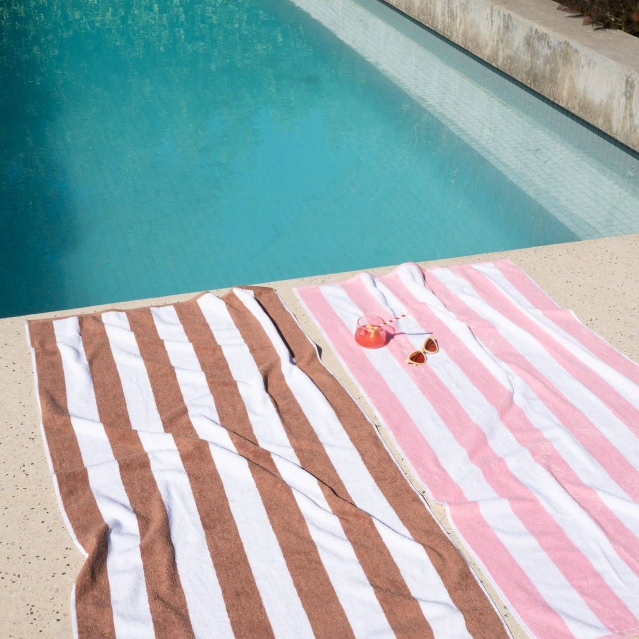 Avelena | Cabana Baumwolle Frottee Strandtuch Rosa