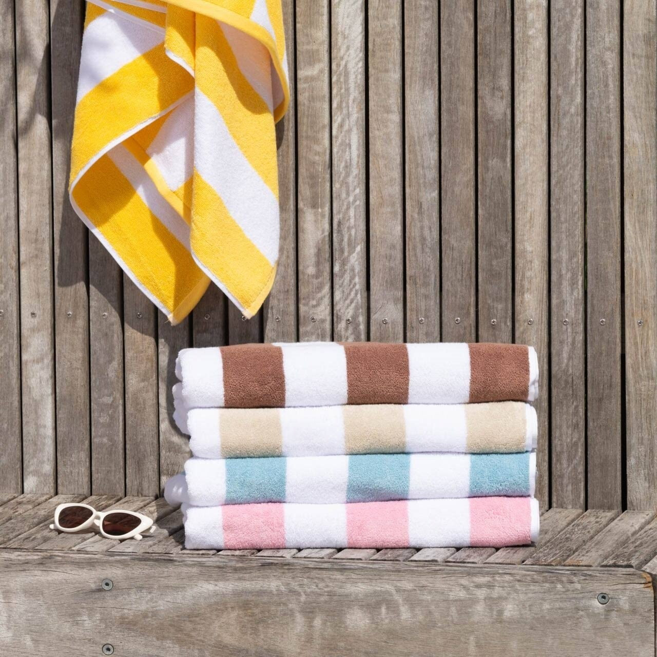 Avelena | Cabana Baumwolle Frottee Strandtuch Rosa