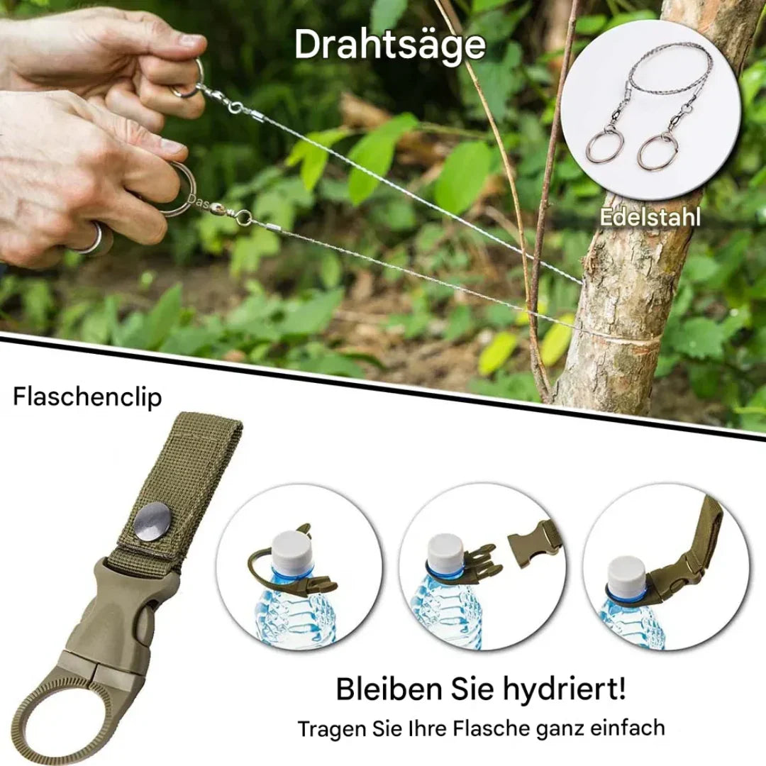 Avelena | 38-in-1 Erste-Hilfe- und Survival-Kit mit Taschenlampe und Kompass