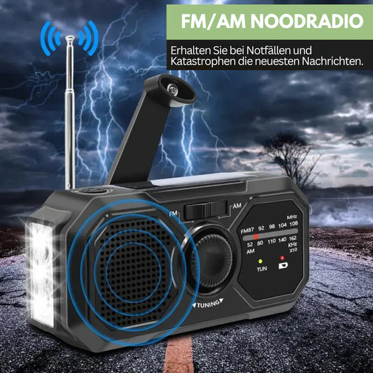 Avelena | Tragbares Notfallradio mit Solarpanel und Handkurbel – FM/AM Empfang und Powerbank-Funktion