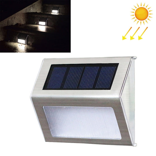 Avelena | 2PCS Solar Edelstahl 3 LED Treppen Wandlampe Außen Gartenzaun Licht (Weißes Licht)