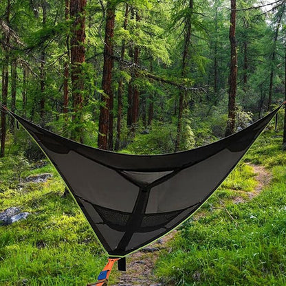 Avelena | 2,8 m Familien Outdoor Tragbares Luftzelt Mehrpersonen Camping Dreiecks Hängematte (Schwarz)