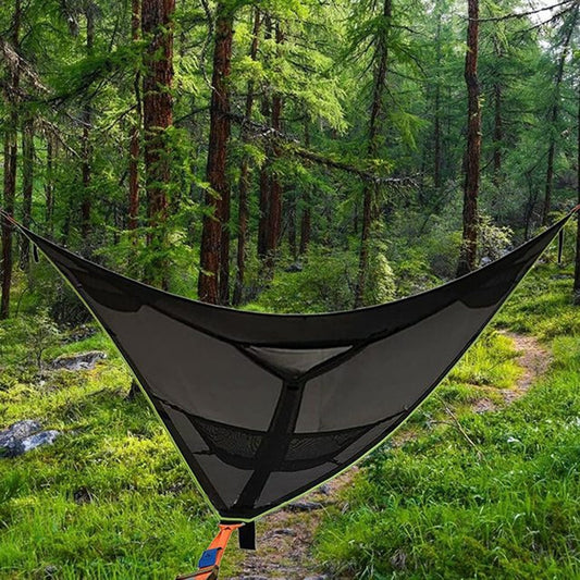 Avelena | 2,8 m Familien Outdoor Tragbares Luftzelt Mehrpersonen Camping Dreiecks Hängematte (Schwarz)