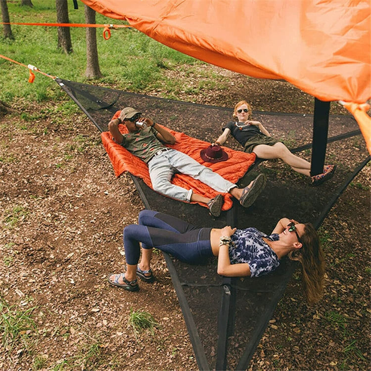 Avelena | 2,8 m Familien Outdoor Tragbares Luftzelt Mehrpersonen Camping Dreiecks Hängematte (Schwarz)