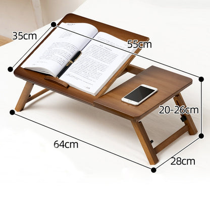 Avelena | 741ZDDNZ Bett Benutzung Klappbare Höhenverstellbare Laptop Tisch Wohnheim Studium Tisch, Spezifikation: Klassische Teefarbe 64cm Dicke Bambus