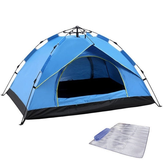 Avelena | TC-014 Outdoor Strand Reise Camping Automatische Feder Mehrpersonen Zelt Für 3-4 Personen (Blau+Matte)
