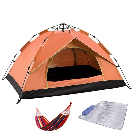 Avelena | TC-014 Outdoor Strand Reise Camping Automatische Feder Multi-Person Zelt Für 3-4 Personen (Orange+Matte+Hängematte)