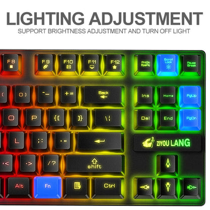 Avelena | ZIYOU LANG T87 Gaming Leuchtendes Kabelloses Tastatur- und Maus-Set (Blau)