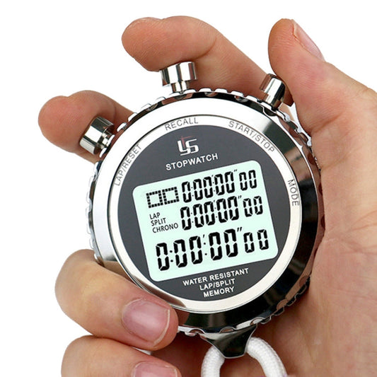 Avelena | YS Metall Stoppuhr 3 Reihen Anzeige Lauftraining Elektronische Timer, Stil: YS-510 10 Erinnerungen
