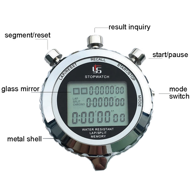 Avelena | YS Metall Stoppuhr 3 Reihen Anzeige Lauftraining Elektronische Timer, Stil: YS-5100 100 Speicher