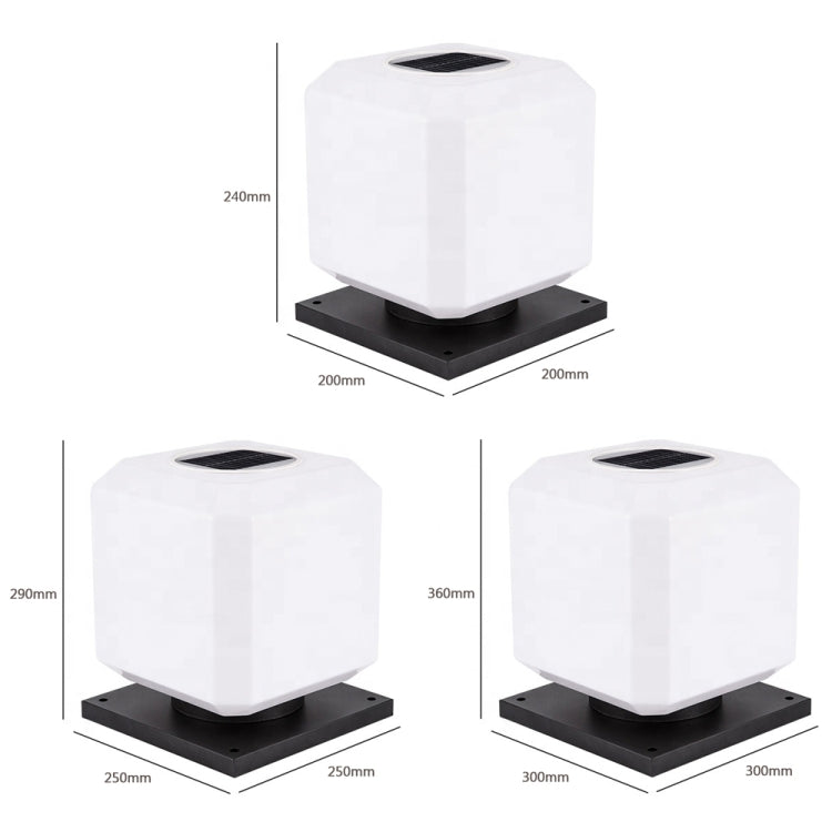 Avelena | 003 Solar Square Outdoor Post Light LED Wasserdichte Wandleuchten, Größe: 20cm (Weißes Licht)