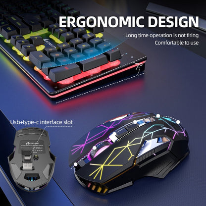 Avelena | Angriffshaifisch T3RGB RGB Leuchtende Kabellose Tastatur und Maus Set (Schwarz)