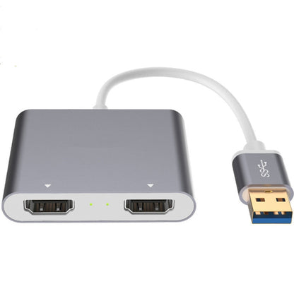 Avelena | USB 3.0 zu Dual HDMI Hochauflösungswandler 4K USB Gleicher Bildschirm Extender (Grau)
