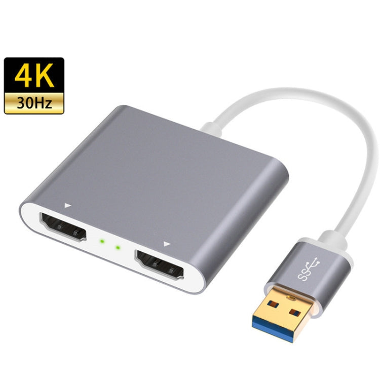 Avelena | USB 3.0 zu Dual HDMI Hochauflösungswandler 4K USB Gleicher Bildschirm Extender (Grau)