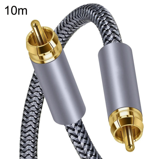 Avelena | 10m Reines Kupfer RCA Koaxial HIFI Digital Audio Kabel SPDIF Subwoofer Lautsprecher Kabel (Silber Grau)