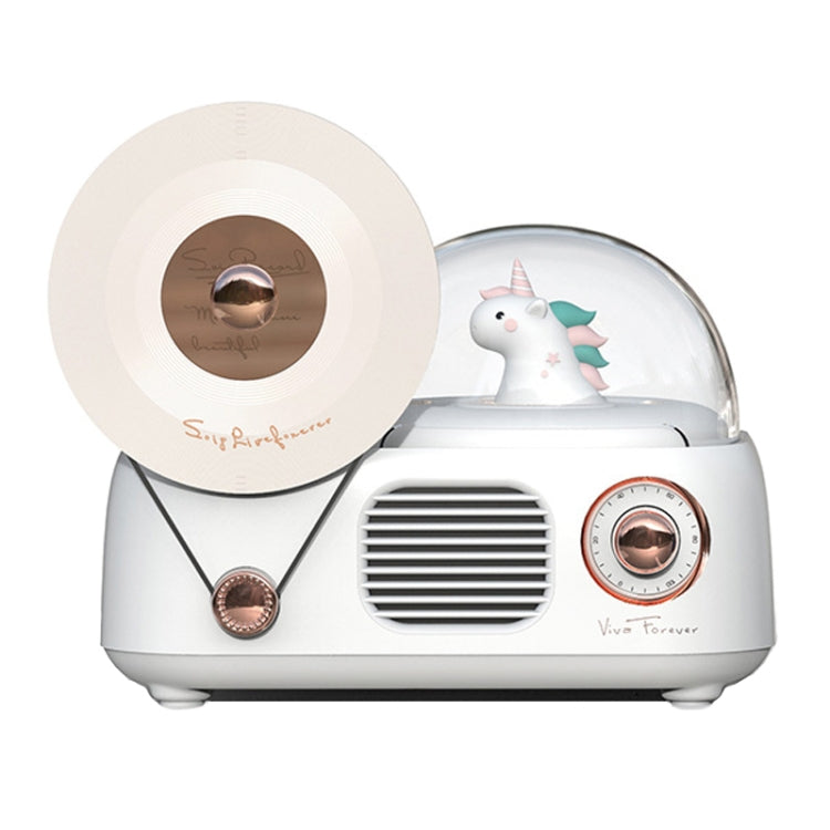 Avelena | Y02 Retro-Vinylplatten-Spieler Wireless Bluetooth-Lautsprecher Umgebungslicht Aromatherapie Bluetooth-Audio(Weiß)