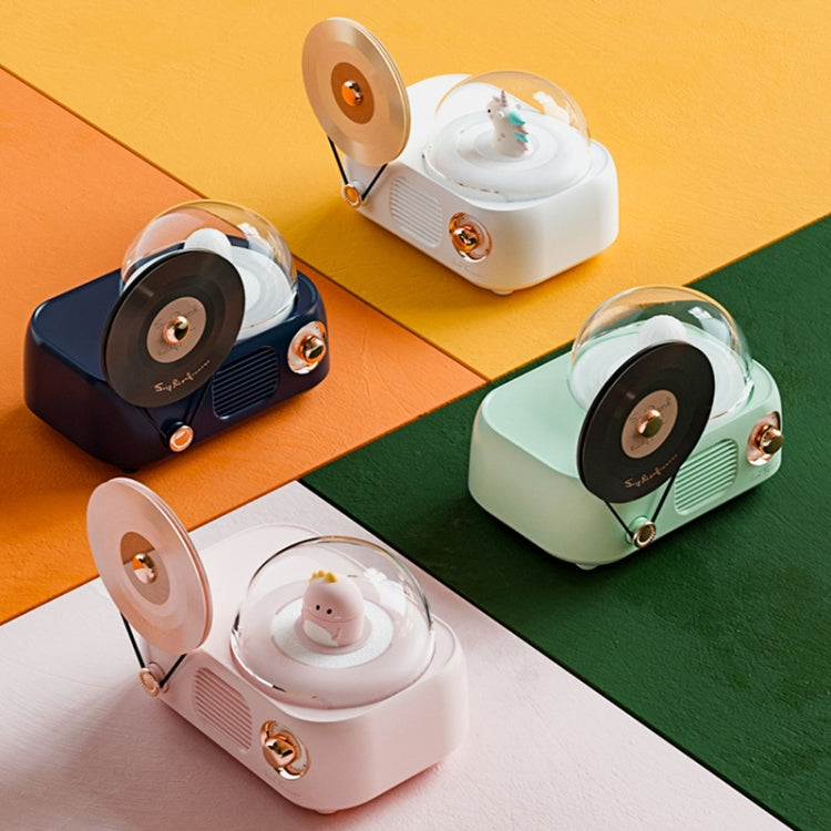 Avelena | Y02 Retro-Vinylplatten-Spieler Wireless Bluetooth-Lautsprecher Umgebungslicht Aromatherapie Bluetooth-Audio(Weiß)