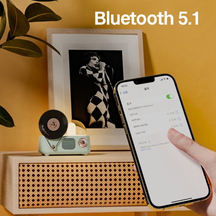 Avelena | Y02 Retro-Vinylplatten-Spieler Wireless Bluetooth-Lautsprecher Umgebungslicht Aromatherapie Bluetooth-Audio(Weiß)