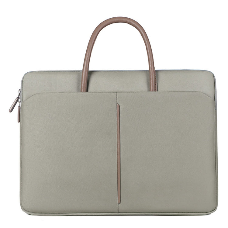 Avelena | 14 -14.6 Zoll Oxford Stoff Laptop Tasche Herren Damen Aktentasche mit PU Griff (Grau Grün)