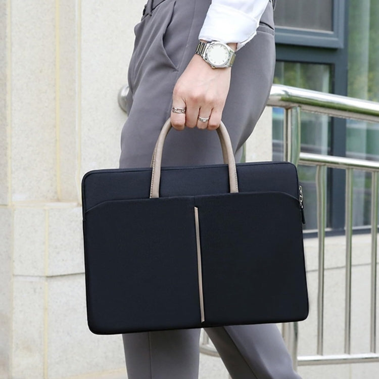 Avelena | 14 -14.6 Zoll Oxford Stoff Laptop Tasche Herren Damen Aktentasche mit PU Griff (Grau Grün)