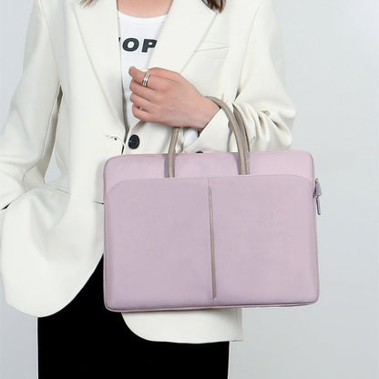 Avelena | 14 -14.6 Zoll Oxford Stoff Laptop Tasche Herren Damen Aktentasche mit PU Griff (Grau Grün)