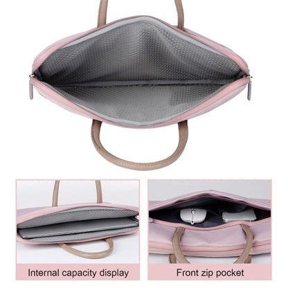 Avelena | 14 -14.6 Zoll Oxford Stoff Laptop Tasche Herren Damen Aktentasche mit PU Griff (Grau Grün)