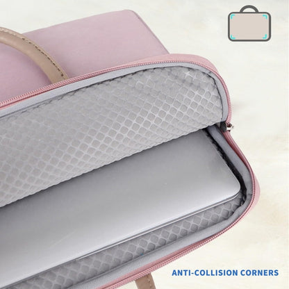 Avelena | 14 -14.6 Zoll Oxford Stoff Laptop Tasche Herren Damen Aktentasche mit PU Griff (Grau Grün)
